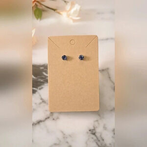 Violet Rhinestone Silver Plated Stud Earrings